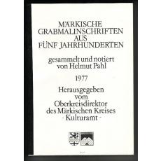 Märkische Grabmalinschriften aus fünf Jahrhunderten - Pahl