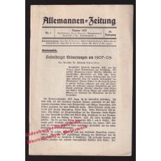 Burschenschaft Allemannia: Allemannen - Zeitung - N°1 /1937 - 20.Jhg.  - Werner,Paul (Schriftleitung)