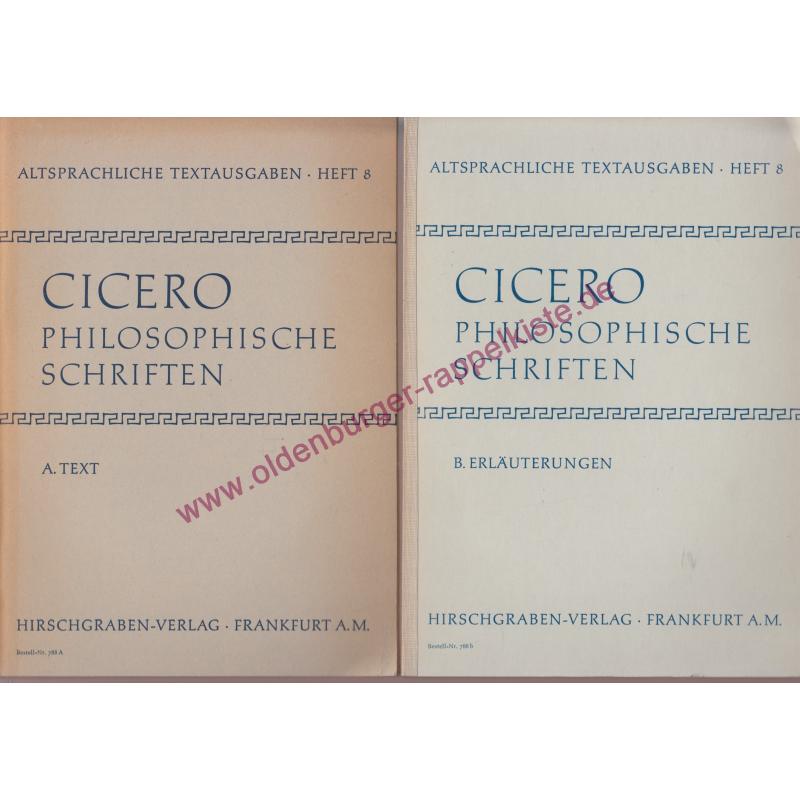 Auswahl aus De re publica und anderen philosophischen Schriften - Heft 8  A.Text & B. Erläuterung  (1963) - Cicero, Marcus Tullius /  Römisch,Egon (Hrsg)