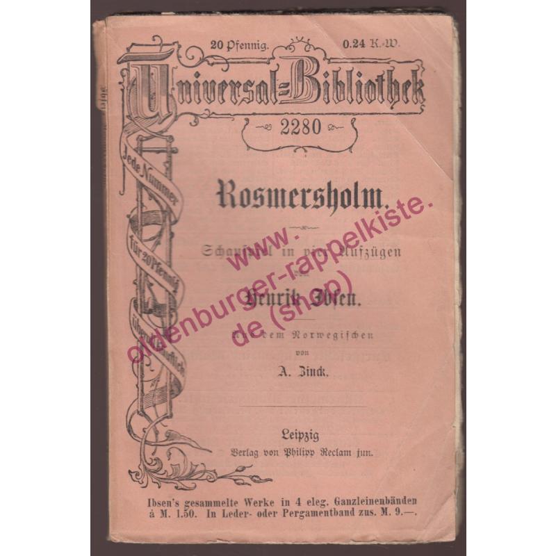 Rosmersholm: Schauspiel in 4 Aufzügen RUB 2280 (1887)  - Ibsen, Henrik