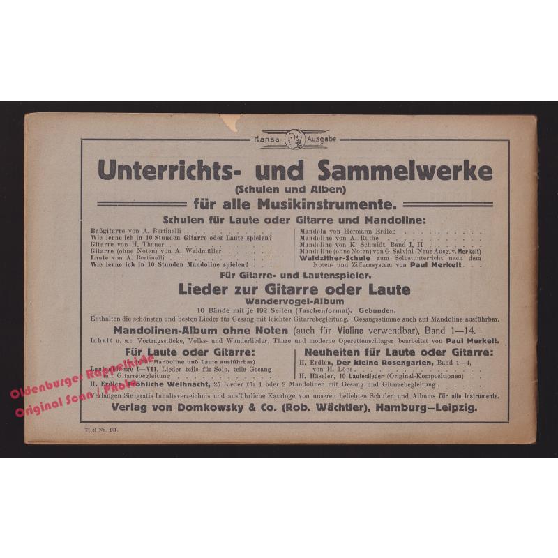 Wie lerne ich in 10 Stunden Laute oder Gitarre spielen (1920)  - Erdlen, Hermann